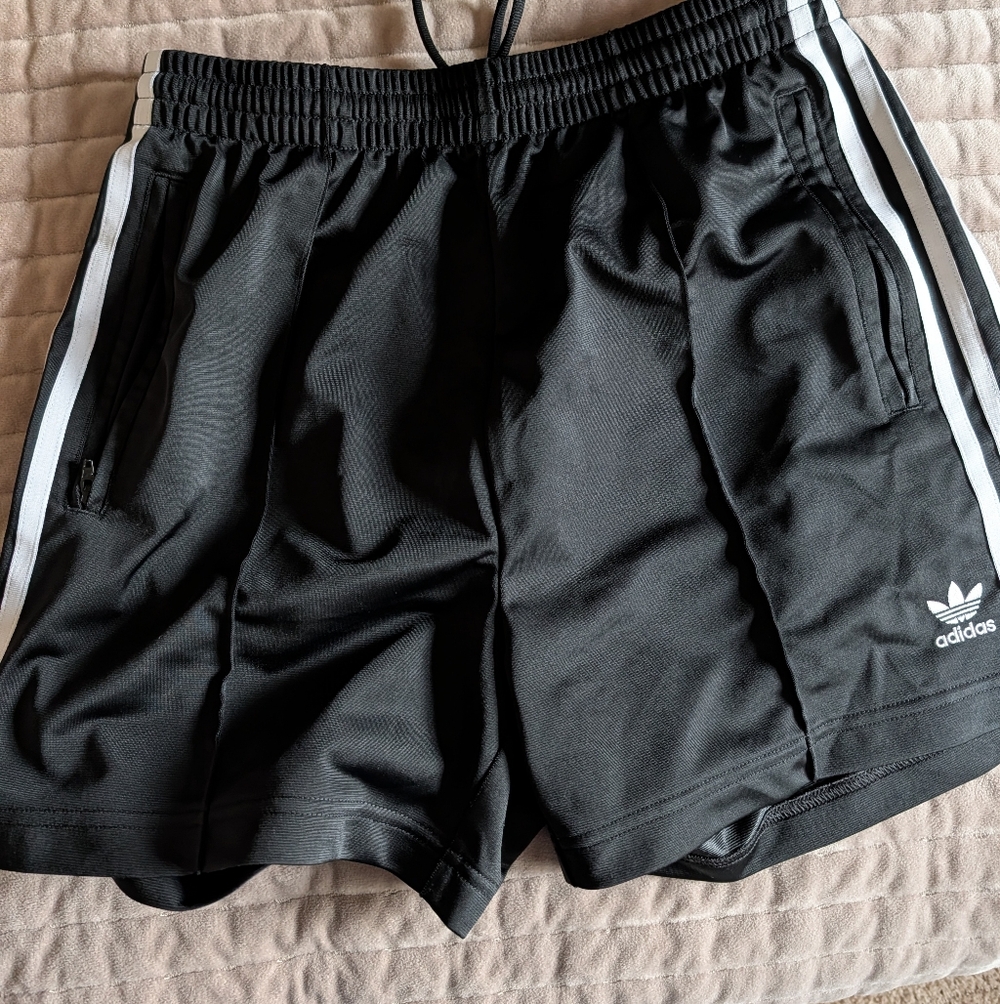 adidas Black Athletic Shorts with White Side Stripes